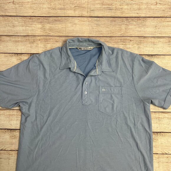 TravisMathew Golf Polo Shirt Men's XL Blue Gray Performance Short Sleeve - Picture 12 of 13